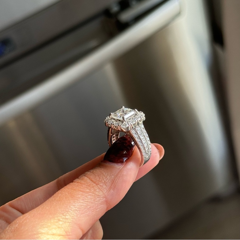 4cttw princess cut full moissanite vvs1 promise ring sz 5 - Picture 6 of 13